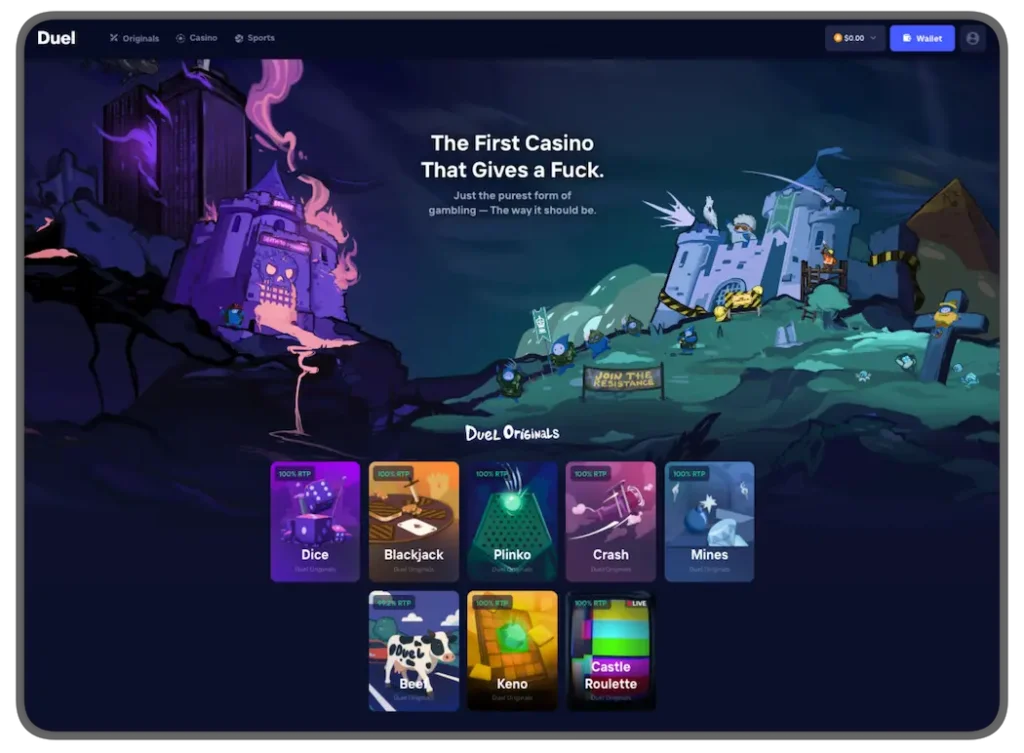 Duel Casino main screen